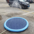 Round blue pet water play mat with dark inner basin
